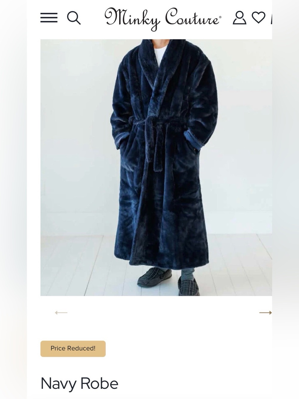 Plush Minky Couture Robe - Deep Navy - Picture 1 of 5
